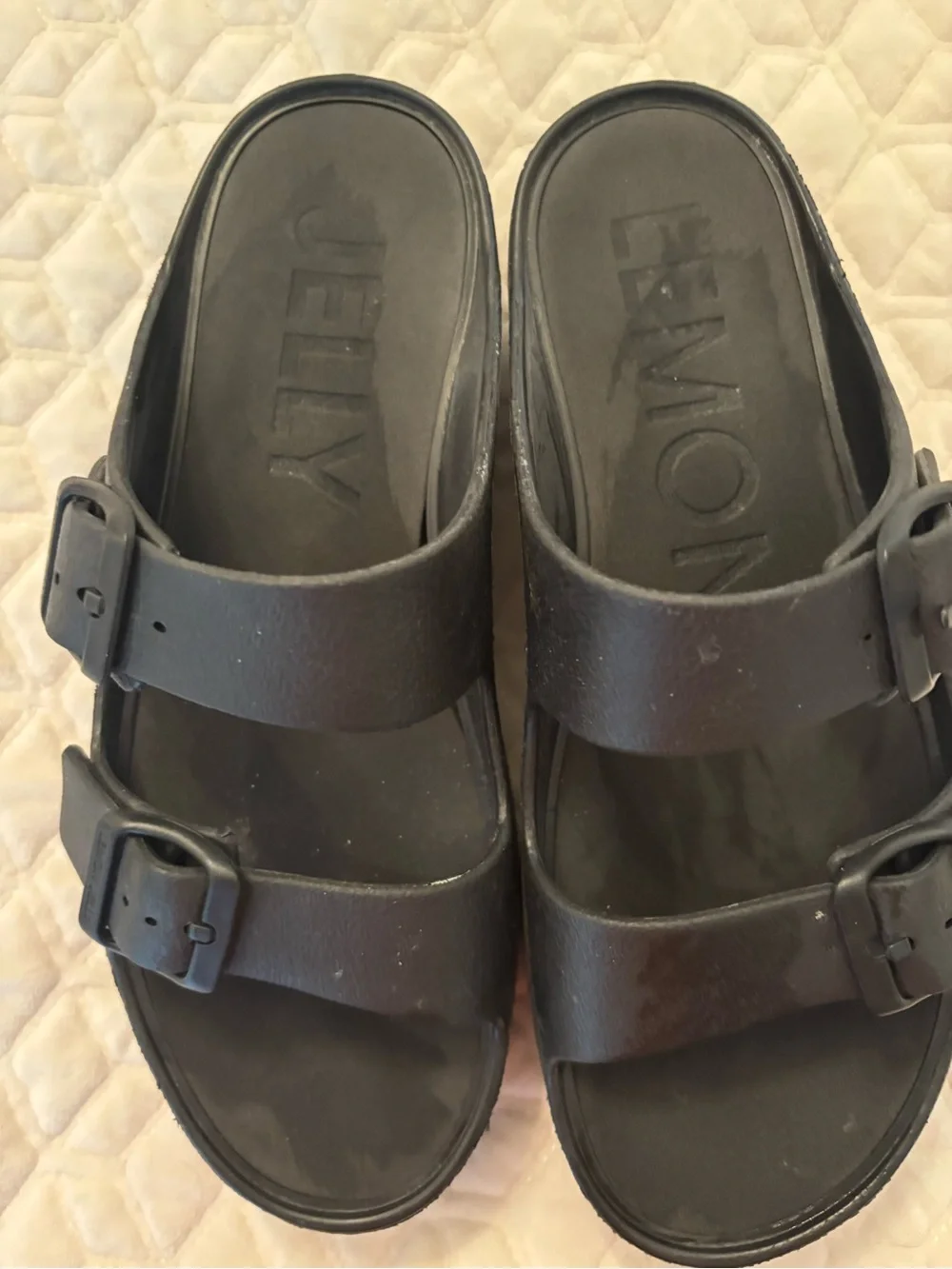 Lemon jelly’s size 8 Women’s.  Black Double-Strap Slide Sandals. Super comfy